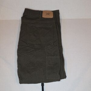 Berkley Jensen Insulated Work Denim Pants Olive Green, 36 X 30.